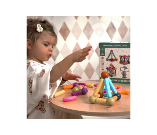 WOOPIE Magnetyczne Klocki Konstrukcyjne Edukacyjne Duże Grube 28 el.