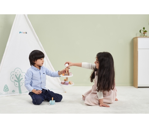 VIGA PolarB Patera drewniana z Babeczkami Ciasteczkami Kawą zestaw 15 akc