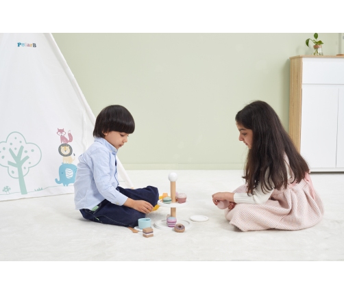 VIGA PolarB Patera drewniana z Babeczkami Ciasteczkami Kawą zestaw 15 akc