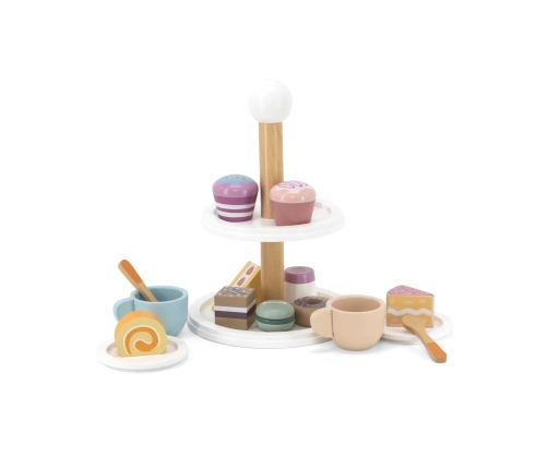 VIGA PolarB Patera drewniana z Babeczkami Ciasteczkami Kawą zestaw 15 akc