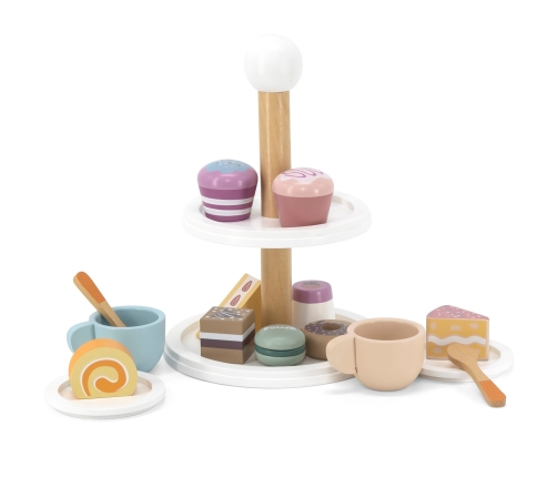 VIGA PolarB Patera drewniana z Babeczkami Ciasteczkami Kawą zestaw 15 akc