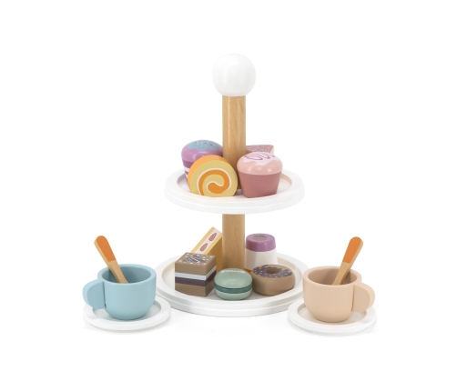 VIGA PolarB Patera drewniana z Babeczkami Ciasteczkami Kawą zestaw 15 akc