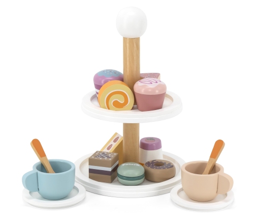 VIGA PolarB Patera drewniana z Babeczkami Ciasteczkami Kawą zestaw 15 akc