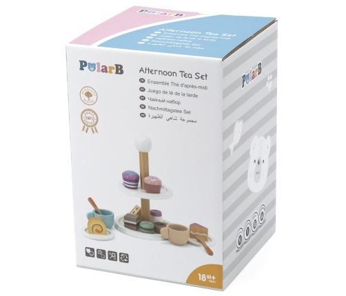 VIGA PolarB Patera drewniana z Babeczkami Ciasteczkami Kawą zestaw 15 akc