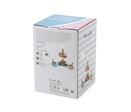 VIGA PolarB Patera drewniana z Babeczkami Ciasteczkami Kawą zestaw 15 akc