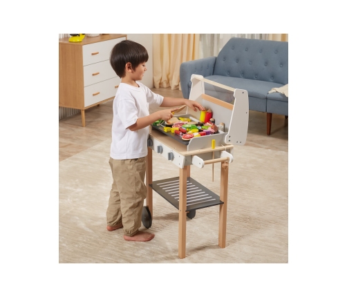 VIGA Duży Drewniany Grill dla Dzieci + 47  Akcesoriów