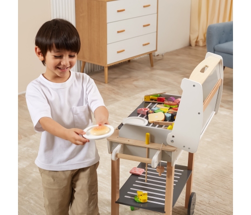 VIGA Duży Drewniany Grill dla Dzieci + 47  Akcesoriów