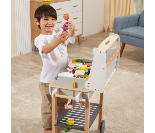 VIGA Duży Drewniany Grill dla Dzieci + 47  Akcesoriów