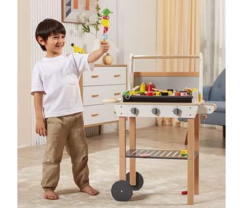 VIGA Duży Drewniany Grill dla Dzieci + 47  Akcesoriów