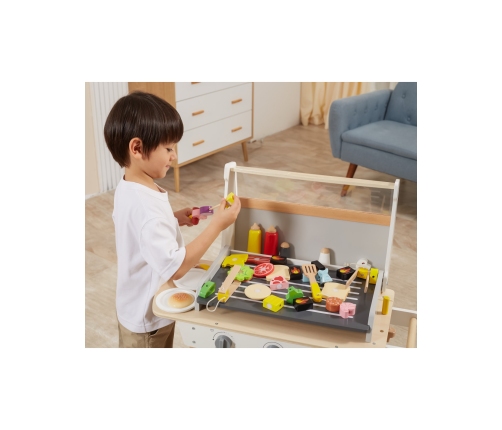 VIGA Duży Drewniany Grill dla Dzieci + 47  Akcesoriów