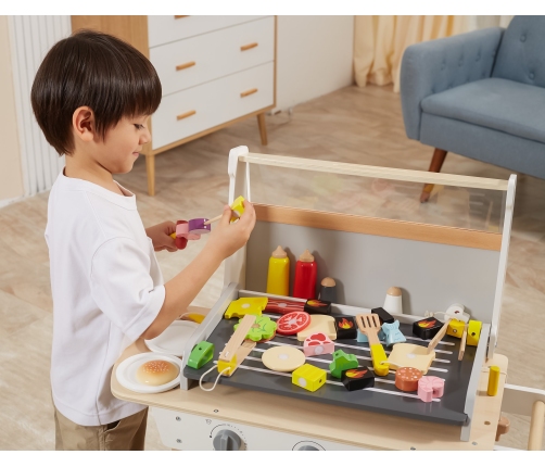 VIGA Duży Drewniany Grill dla Dzieci + 47  Akcesoriów