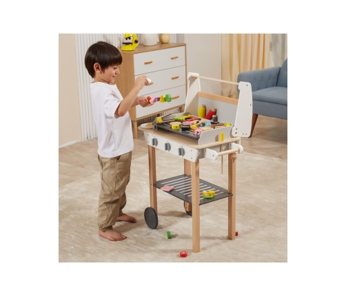 VIGA Duży Drewniany Grill dla Dzieci + 47  Akcesoriów