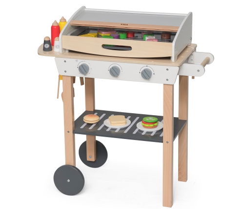 VIGA Duży Drewniany Grill dla Dzieci + 47  Akcesoriów