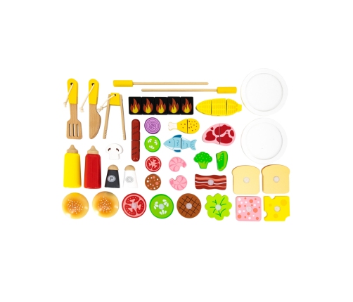 VIGA Duży Drewniany Grill dla Dzieci + 47  Akcesoriów