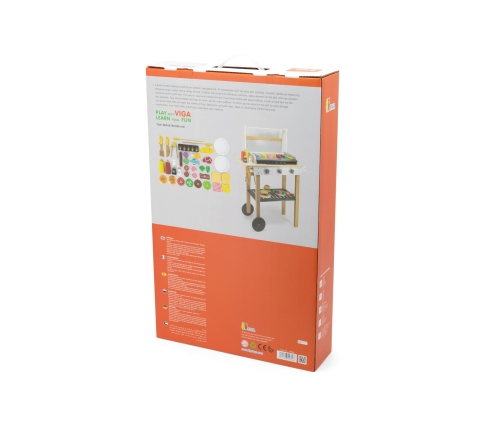 VIGA Duży Drewniany Grill dla Dzieci + 47  Akcesoriów