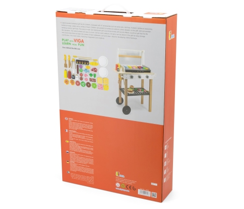 VIGA Duży Drewniany Grill dla Dzieci + 47  Akcesoriów