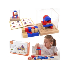 VIGA Drewniana Gra Budowanie Klocki 3D Montessori VIGA Drewniana Gra Budowanie Klocki 3D Montessori