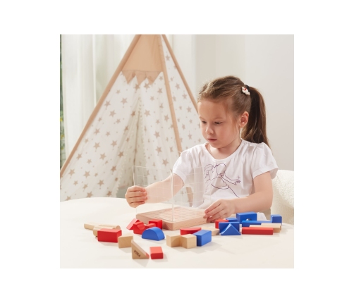 VIGA Drewniana Gra Budowanie Klocki 3D Montessori