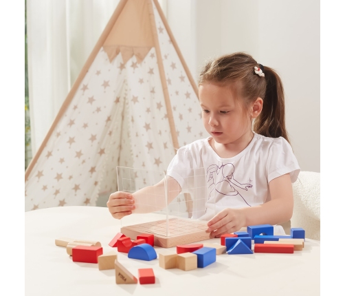VIGA Drewniana Gra Budowanie Klocki 3D Montessori