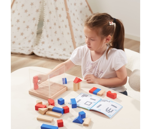 VIGA Drewniana Gra Budowanie Klocki 3D Montessori