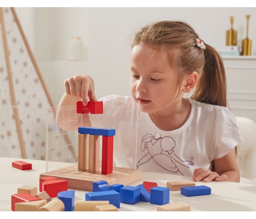 VIGA Drewniana Gra Budowanie Klocki 3D Montessori