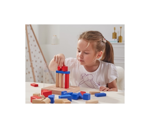 VIGA Drewniana Gra Budowanie Klocki 3D Montessori
