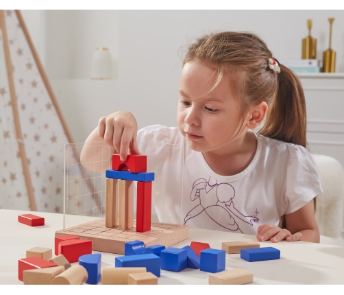 VIGA Drewniana Gra Budowanie Klocki 3D Montessori