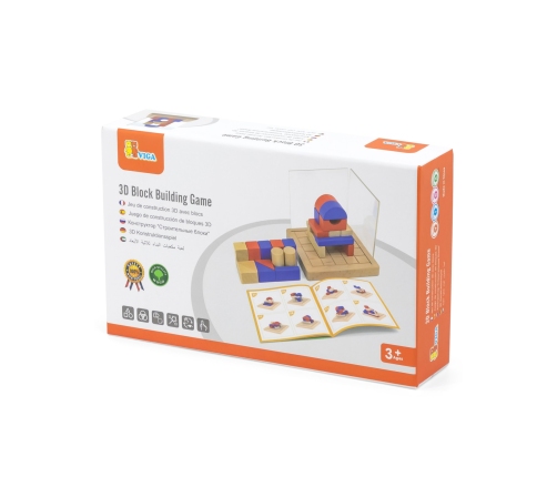VIGA Drewniana Gra Budowanie Klocki 3D Montessori