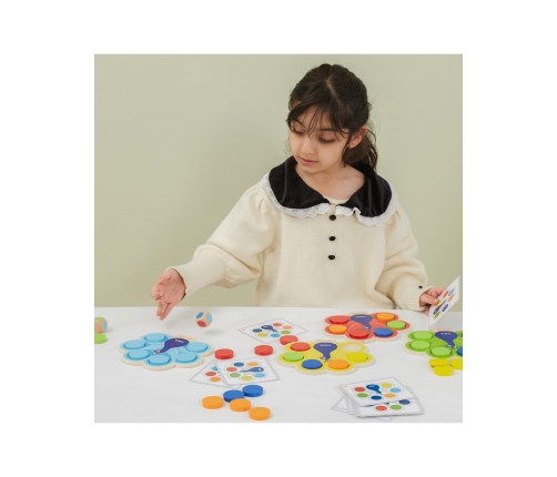 VIGA Drewniana Gra Dopasuj Kolory Pawi Ogon Montessori + Karty