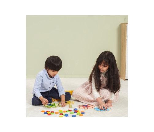 VIGA Drewniana Gra Dopasuj Kolory Pawi Ogon Montessori + Karty