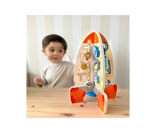 Tooky Toy Duża Drewniana Zabawka Edukacyjna Wielofunkcyjna Rakieta