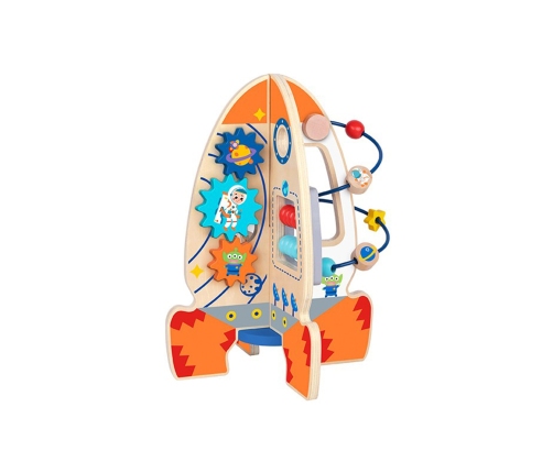 Tooky Toy Duża Drewniana Zabawka Edukacyjna Wielofunkcyjna Rakieta