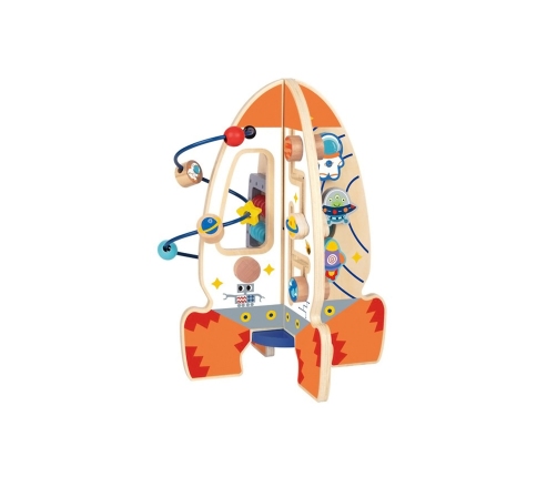 Tooky Toy Duża Drewniana Zabawka Edukacyjna Wielofunkcyjna Rakieta