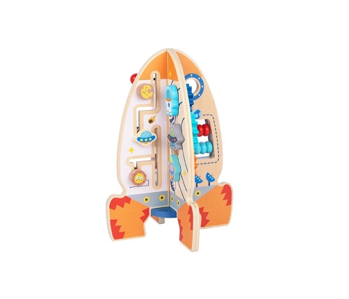 Tooky Toy Duża Drewniana Zabawka Edukacyjna Wielofunkcyjna Rakieta