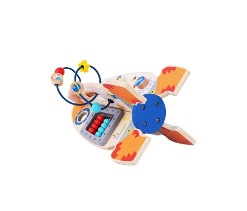 Tooky Toy Duża Drewniana Zabawka Edukacyjna Wielofunkcyjna Rakieta