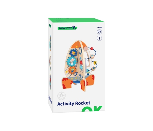 Tooky Toy Duża Drewniana Zabawka Edukacyjna Wielofunkcyjna Rakieta