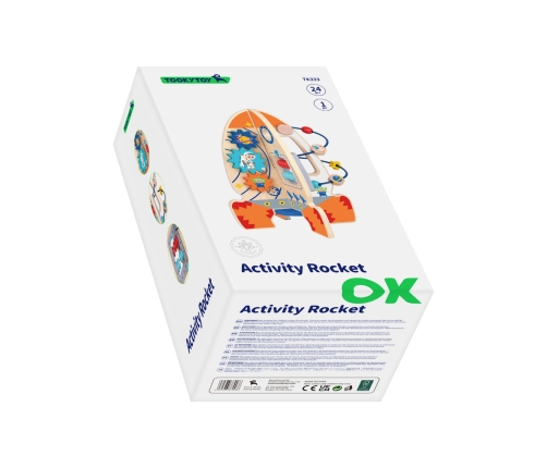 Tooky Toy Duża Drewniana Zabawka Edukacyjna Wielofunkcyjna Rakieta