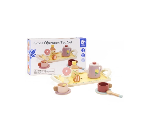 CLASSIC WORLD Drewniany Zestaw do Herbaty i Deserów 14 el.