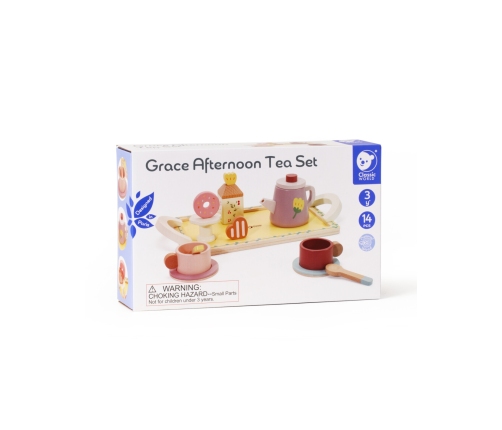 CLASSIC WORLD Drewniany Zestaw do Herbaty i Deserów 14 el.