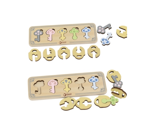 CLASSIC WORLD Drewniana Układanka Montessori Sensoryczna Klucze i Zamki do Dopasowania