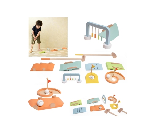 CLASSIC WORLD Drewniany Zestaw do Gry w Golfa Różne Przeszkody