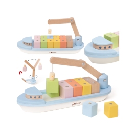 CLASSIC WORLD Drewniany Statek Układanie Bloków 13 el. CLASSIC WORLD Drewniany Statek Układanie Bloków 13 el.