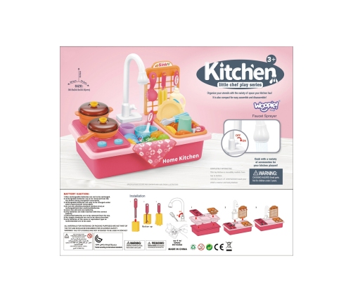 WOOPIE Zlewozmywak 2w1 Kuchnia dla Dzieci Różowa