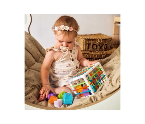 WOOPIE BABY Elastyczna Kostka Sensoryczna Sorter dla Dzieci Kolorowe Kształty Alfabet 15 el.