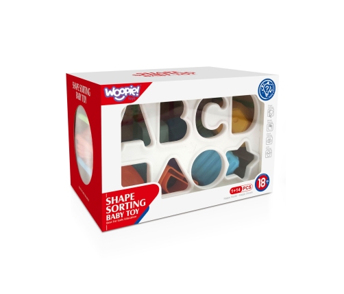 WOOPIE BABY Elastyczna Kostka Sensoryczna Sorter dla Dzieci Kolorowe Kształty Alfabet 15 el.