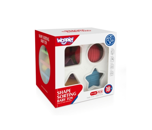 WOOPIE BABY Elastyczna Kostka Sensoryczna Sorter dla Dzieci Kolorowe Kształty 11 el.