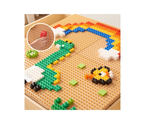 MASTERKIDZ Drewniany Stół Edukacyjny + AKCESORIA STEM WALL + 135 Klocków