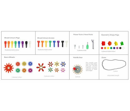 MASTERKIDZ Drewniany Stół Edukacyjny + AKCESORIA STEM WALL + 135 Klocków