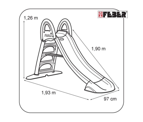 FEBER Duża Zjeżdżalnia Ogrodowa Ze Ślizgiem Wodnym 190 cm