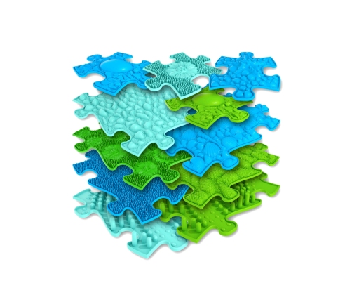WOOPIE Mata Sensoryczna Ortopedyczna Puzzle 11 el. - Kolor Niebieski/Zielony